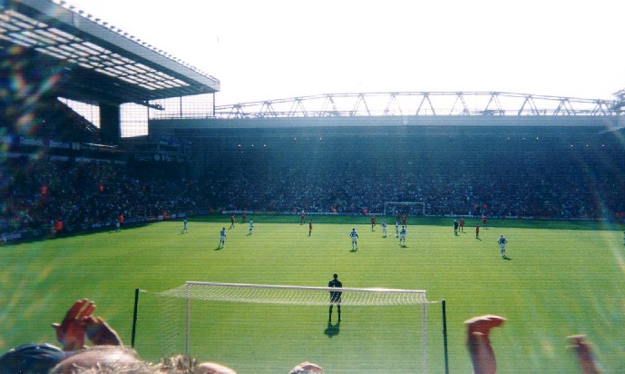 Kick off at a very sunny Anfield.