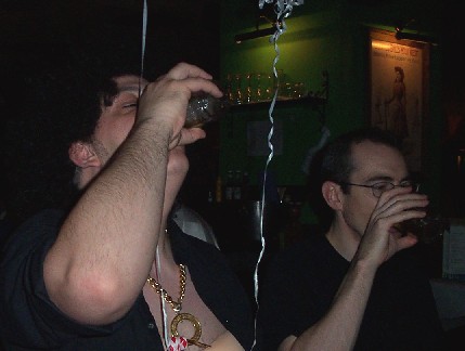 The Stag finally has a drink.