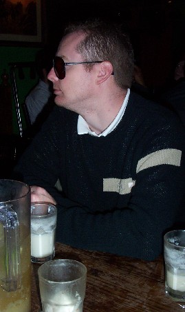 Ian contemplates thowing up in the jug before anyone notices.