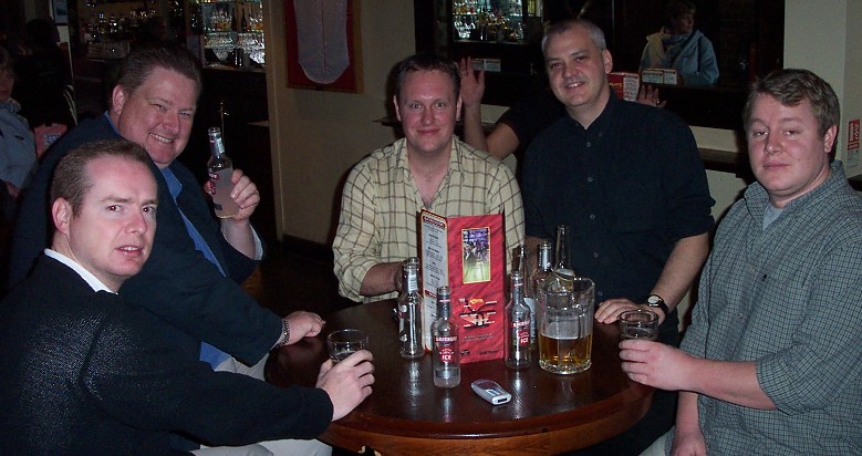 Ian and Graham join the party at Cheers Bar.