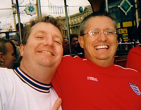 David and Ian enjoy a tram ride.
