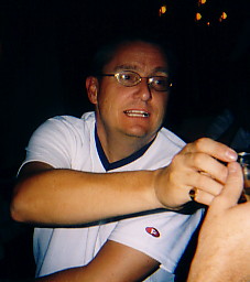 Ian gets the drinks sorted.
