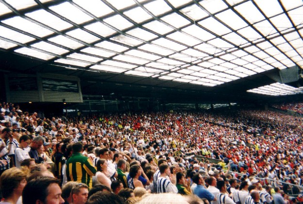 The massed Baggies fans await the start.